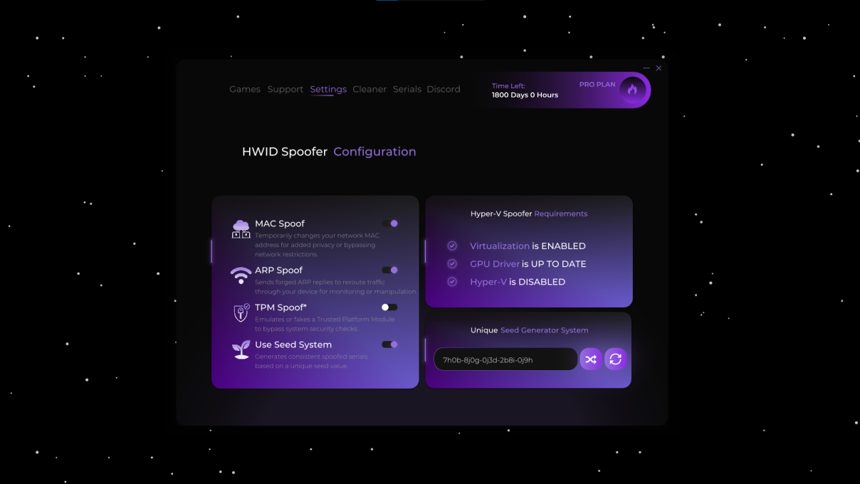 Temporary Spoofer Settings